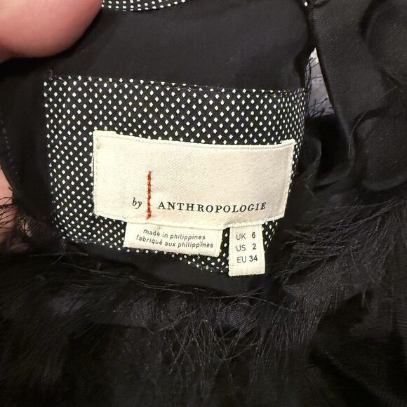 Anthropologie Roxie Black Fringe Mini Dress Textured Sleeveless Size 2 Party - Picture 7 of 10